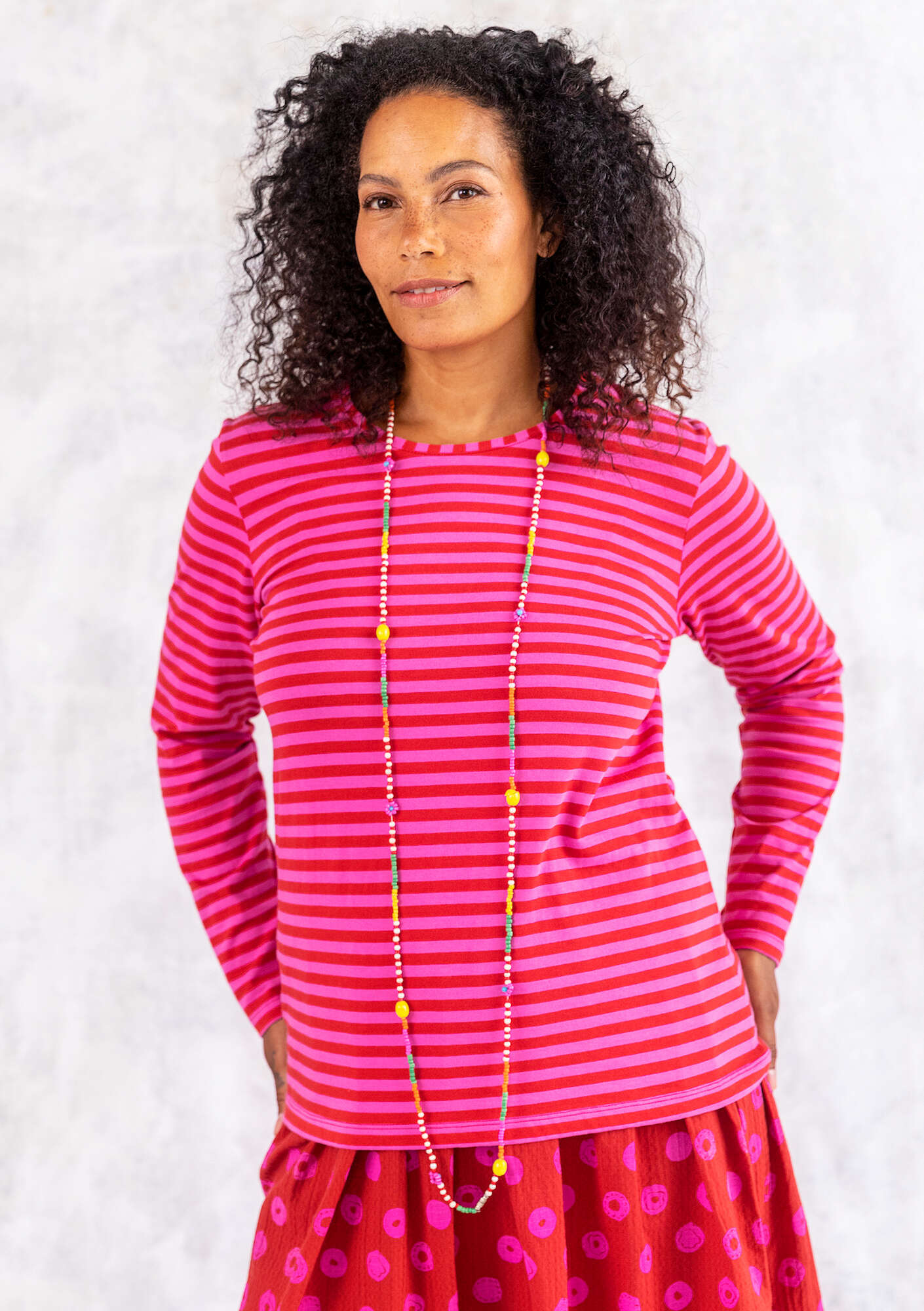 Top rayé parrot red/wild rose