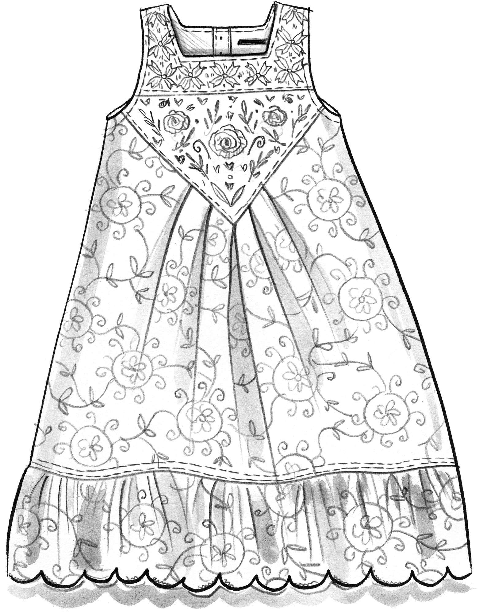 Vävd klänning  Elisabeth  i ekologisk bomull/lin