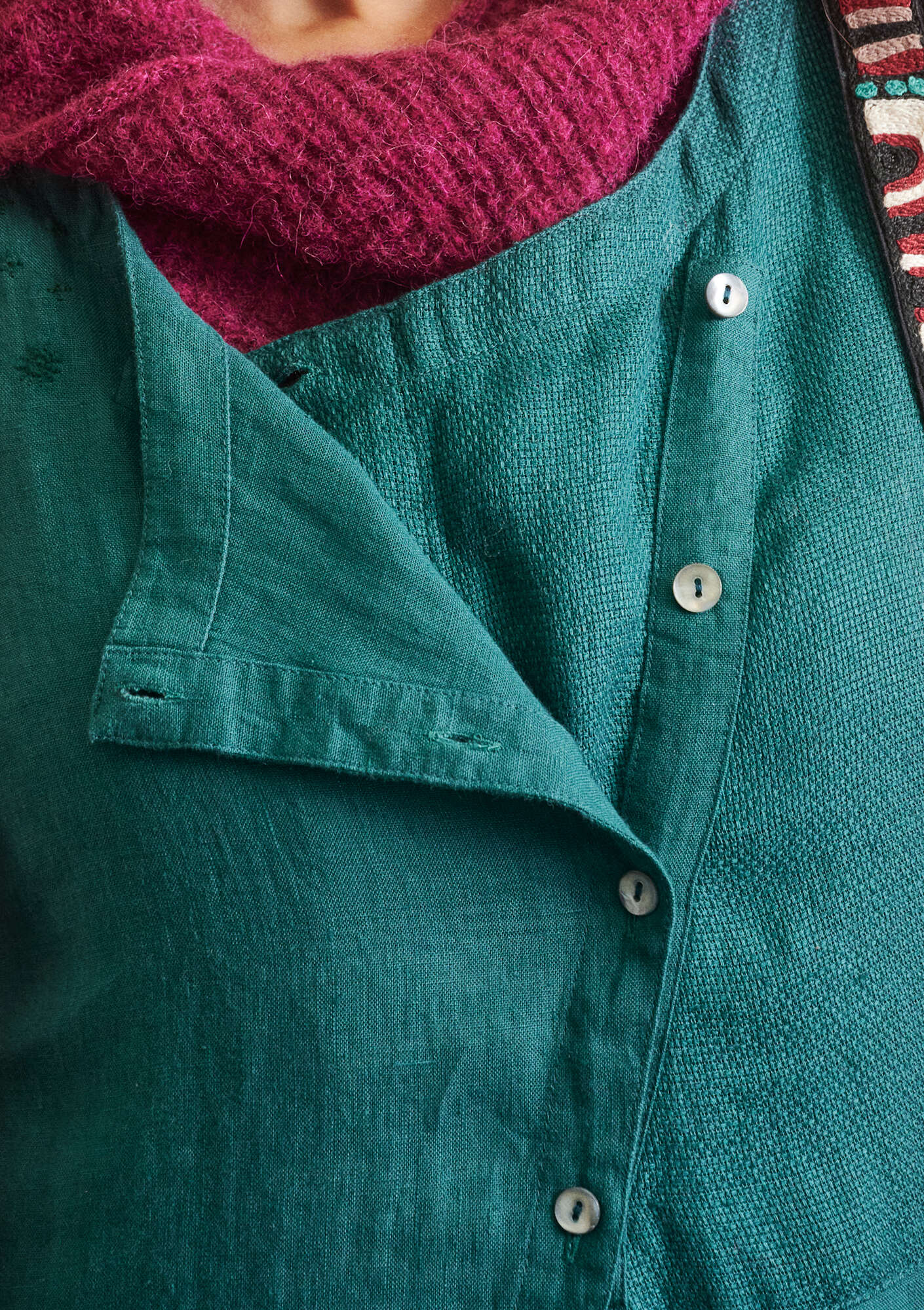 Västklänning  Ori  i lin påfågelgrön thumbnail