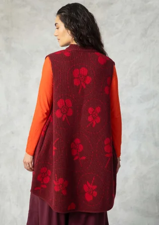 Gilet sans manches croisé "Marabel" en mélange de laine recyclée - aubergine