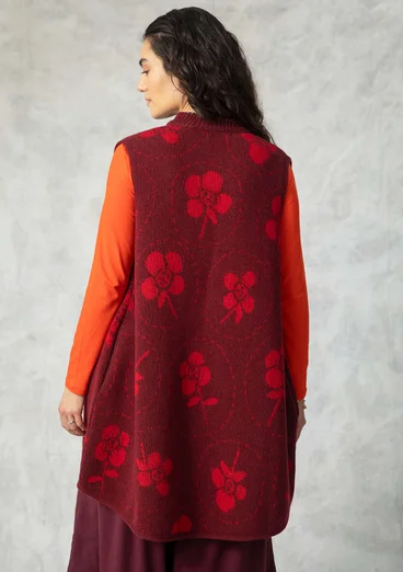 Gilet sans manches croisé "Marabel" en mélange de laine recyclée - aubergine