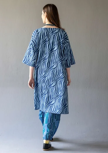 Kleid „Zebra“ aus Bio-Baumwollgewebe - taubenblau
