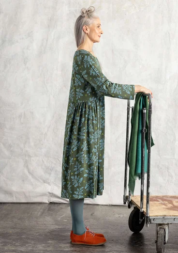 Jerseykleid „Judit“ aus Bio-Baumwolle/Modal - waldgrün-gemustert