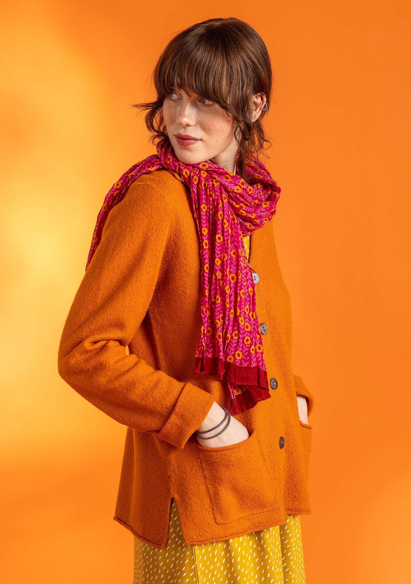 Knit wool jacket burnt orange