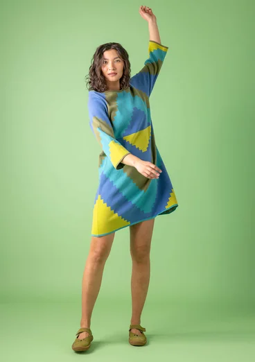 Strickkleid „Cape“ aus Bio-Baumwolle - leinenblau