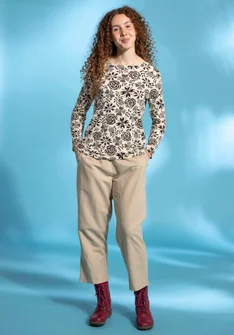 Trousers in a woven organic cotton/linen blend - natural