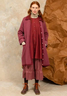 Gemusterte oder einfarbige Langstrickjacke „Wilma“ aus Lammwolle - dunkelachatrot melange-gemustert