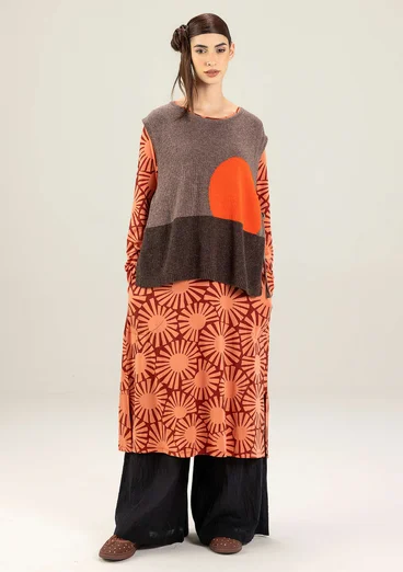 Pull sans manches "Asahi" en maille de laine mélangée recyclée/coton biologique - terre