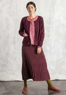 Organic/recycled cotton knit skirt - aubergine/dusty red