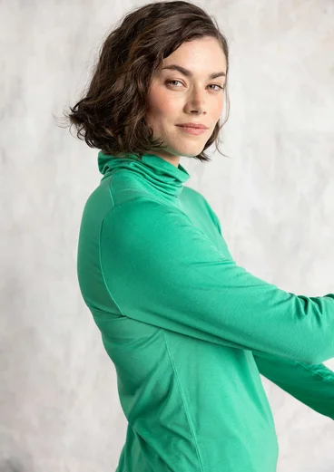 Lyocell/elastane jersey polo-neck top - lotus green