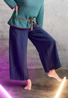 Geweven linnen broek "Ori" - indigo