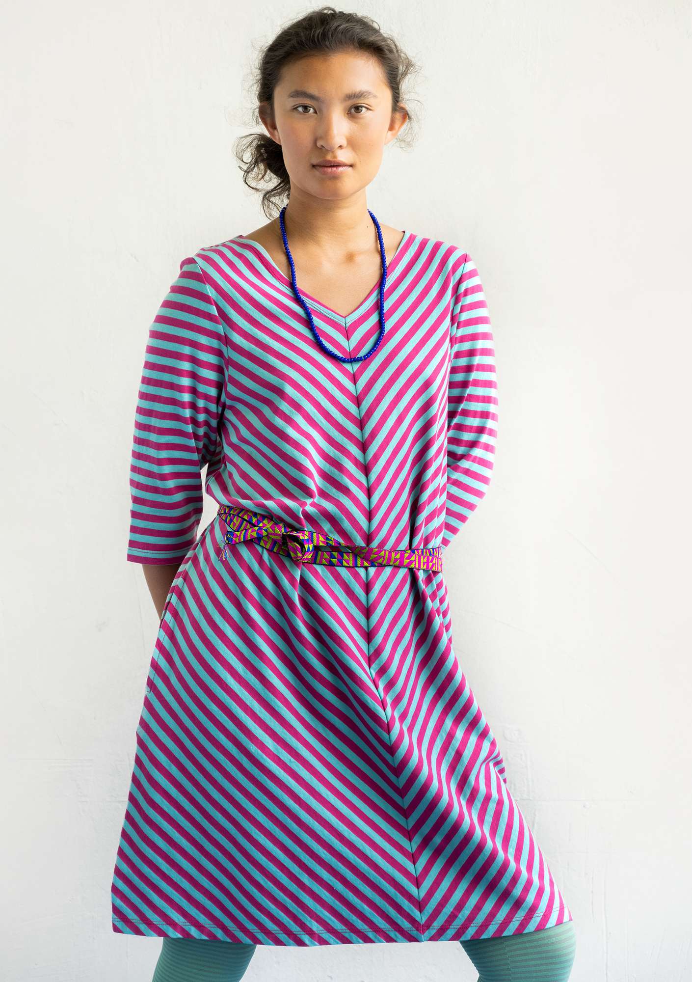 Essential stripe dress made of organic cotton hibiscus/jade thumbnail