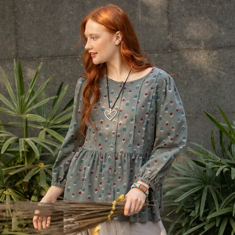 “Tristan” organic cotton blouse - graphite