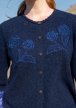 “Shadow” lambswool blend cardigan - midnight blue