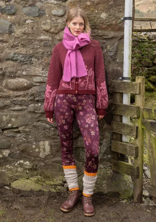Legging fleuri "Idun" en lyocell/élasthanne - aubergine