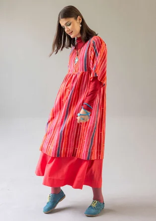 “Violet” woven dress in cotton/silk - bright red