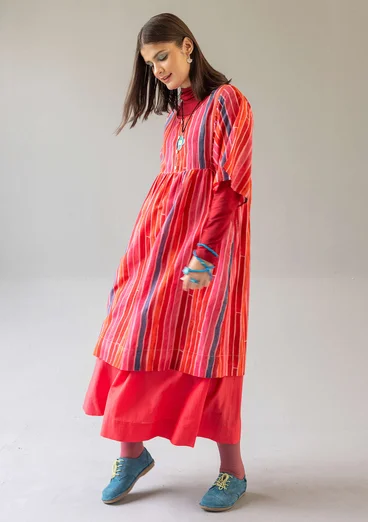 “Violet” woven dress in cotton/silk - bright red