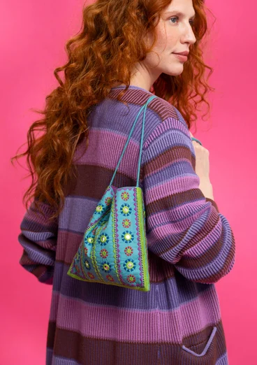 “Sunita” organic cotton embroidered bag - aqua green