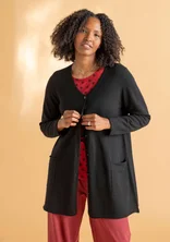 Longline organic wool cardigan - black
