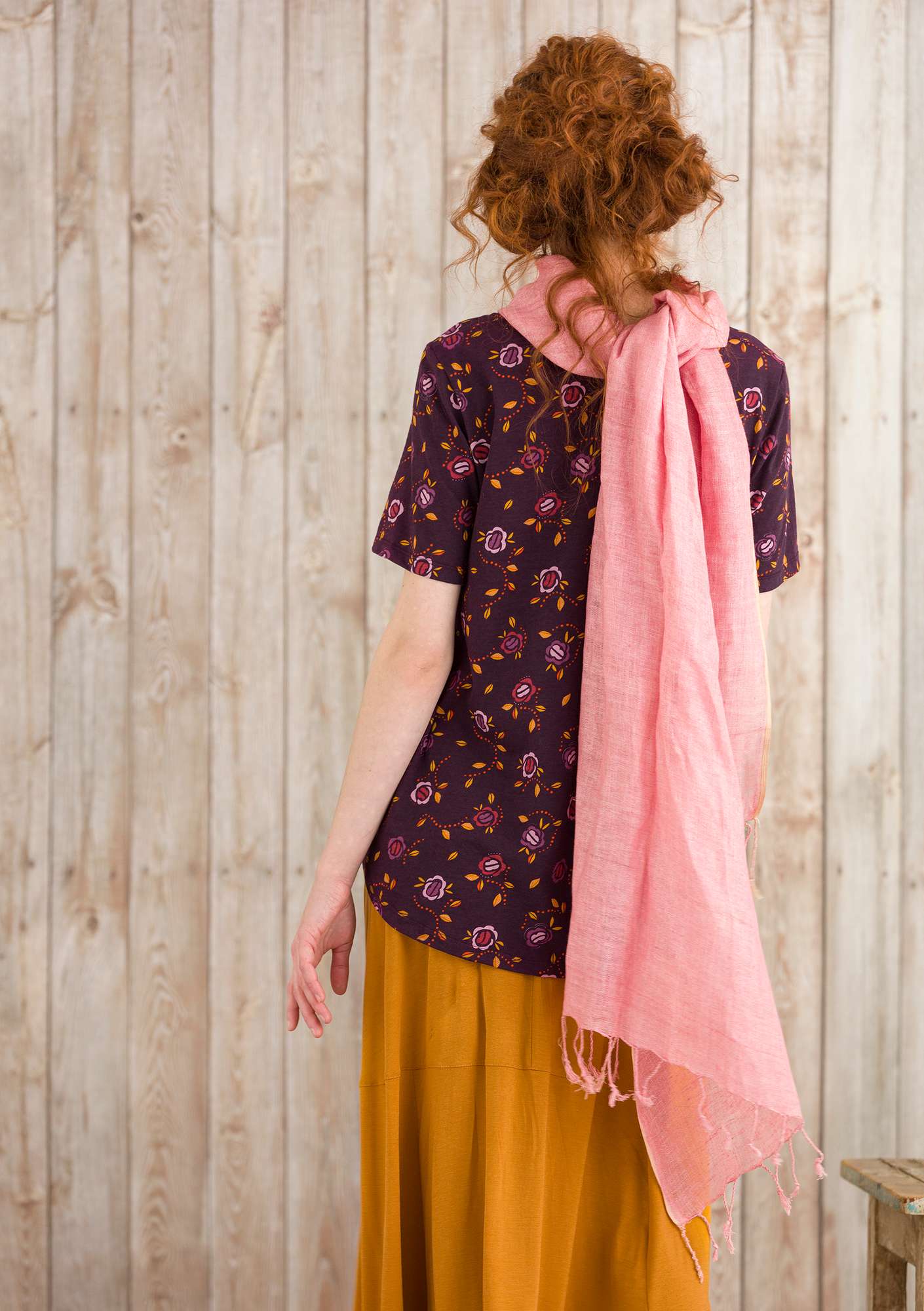 Linen shawl pink lupin thumbnail