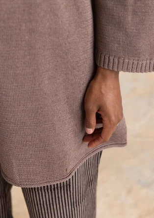 Knitted recycled cotton tunic - light potato