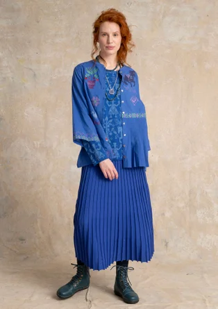 Bestickte Bluse „Skåne“ aus Bio-Baumwolle - brillantblau