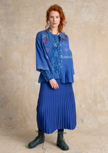 Bestickte Bluse „Skåne“ aus Bio-Baumwolle - brillantblau