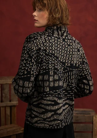 “Fields” patterned organic cotton sweater - black umber