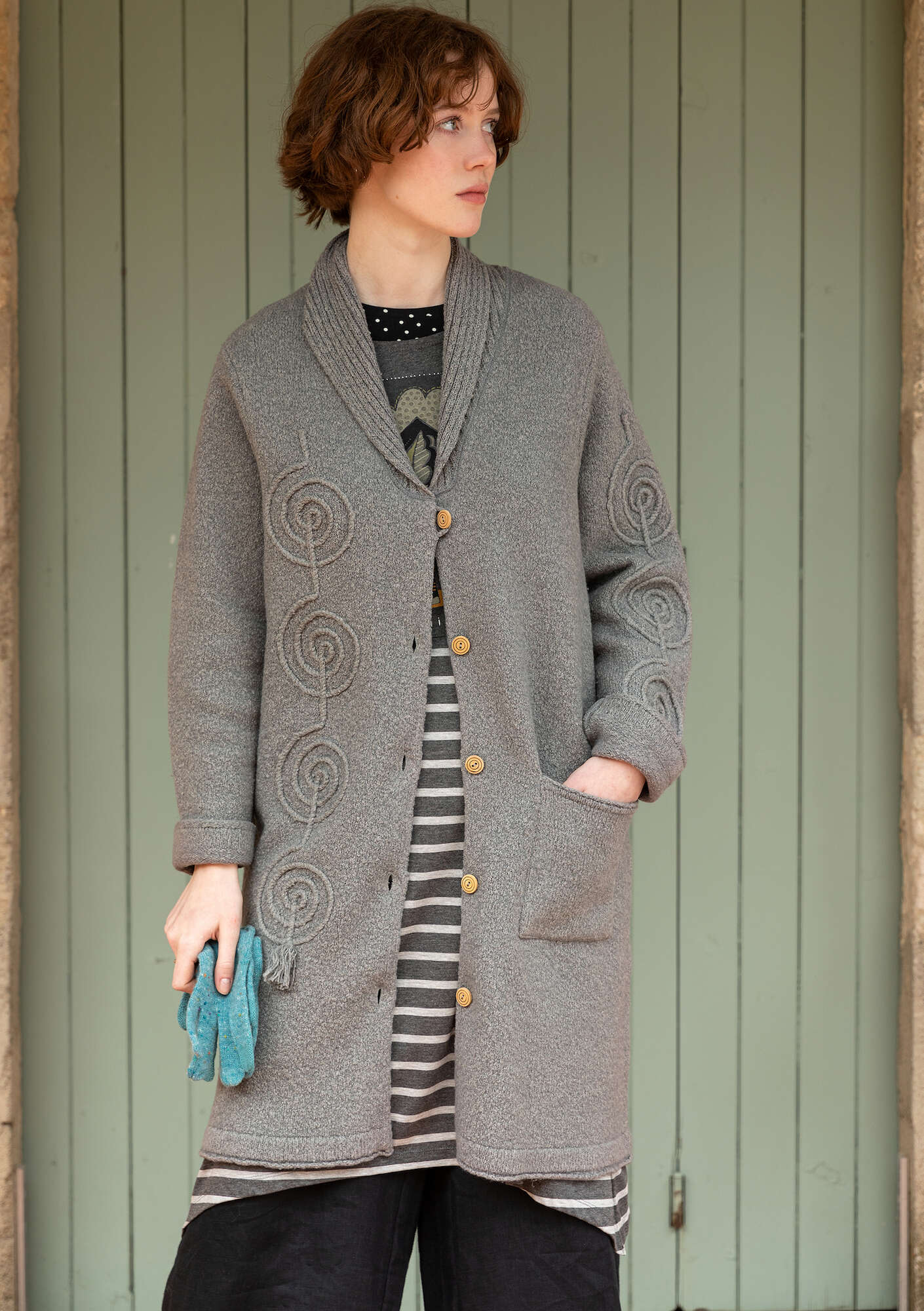 Athena knit fabric coat grey