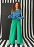 Striped jersey pants in organic cotton/modal (basil/light orient green S)