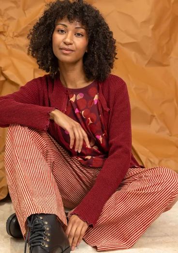Brioche-knit linen/organic cotton cardigan - dark agate red