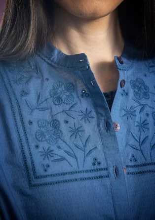 Bluse „Love“ aus Bio-Baumwolle - hellindigo