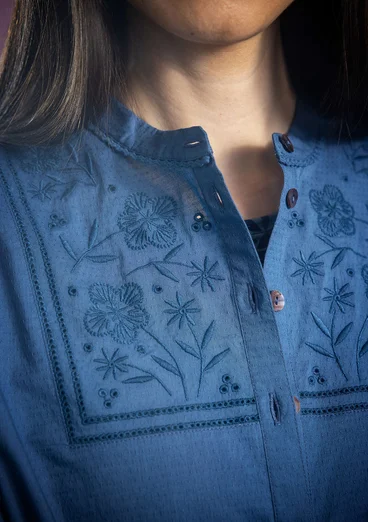Bluse „Love“ aus Bio-Baumwolle - hellindigo