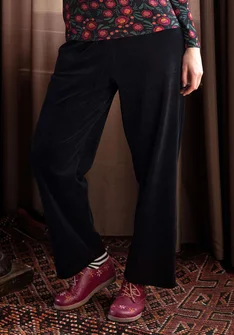 Pantalon "Nora" en velours de coton biologique/polyester recyclé - noir
