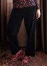 “Nora” velour pants in organic cotton/recycled polyester (black XL)