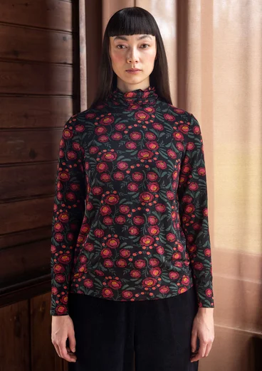 “Dagny” jersey turtleneck in lyocell/spandex - black