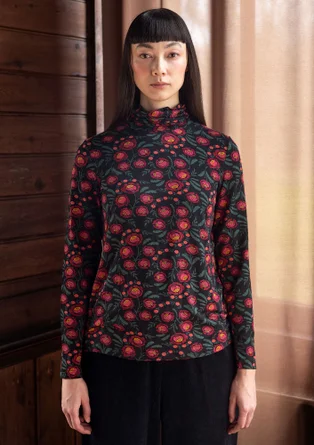 “Dagny” jersey turtleneck in lyocell/spandex - black