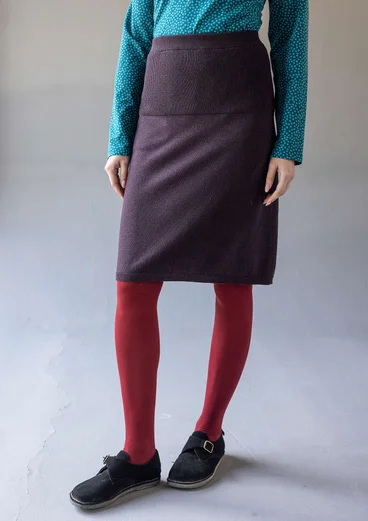 Fijngebreide rok "Sylvi" van biologisch katoen/wol - donkeraubergine
