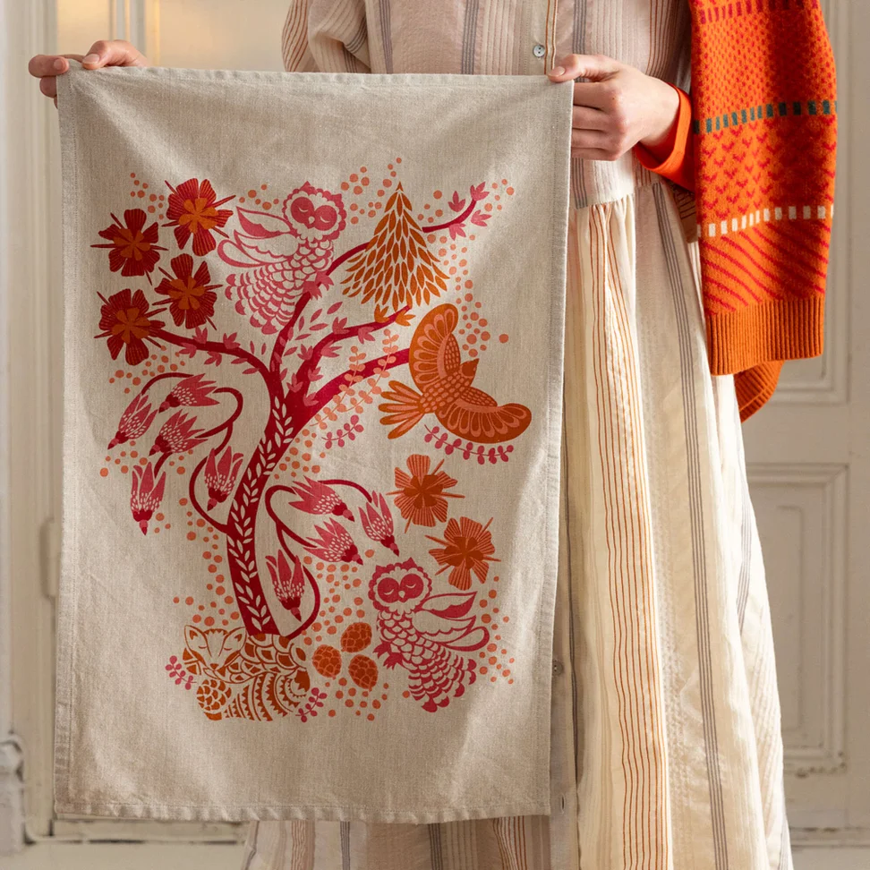 “Taiga” organic cotton tea towel - poppy