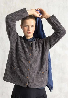 Lambswool blend nep cardigan - ash grey/melange