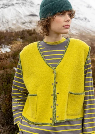 Strickweste „Sälen“ aus Wollbouclé - limettengrün