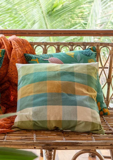 “Andes” organic cotton cushion cover - green sea glass