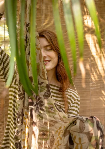Écharpe "Harriet" en laine tissée - naturel foncé