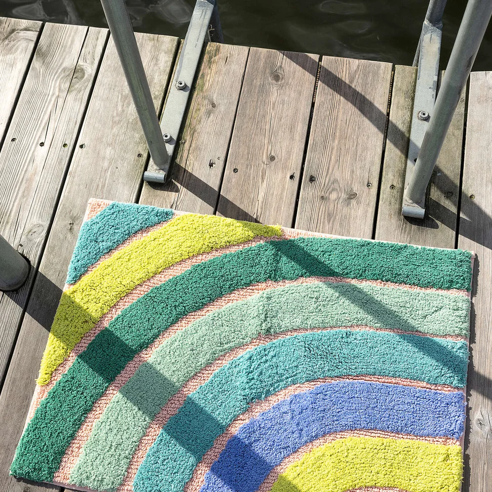 “After Rain” bathroom mat in organic cotton - green sea glass