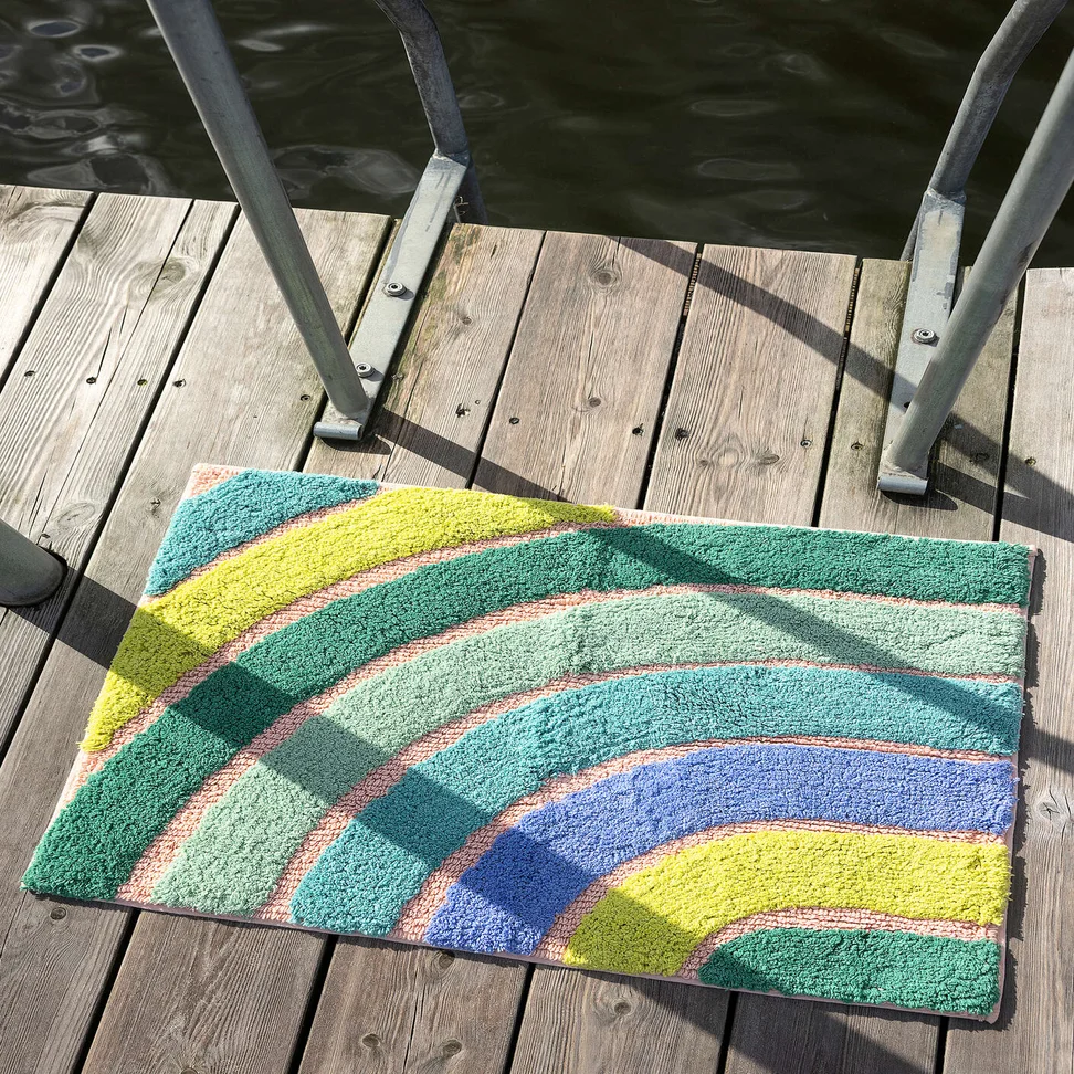 “After Rain” bathroom mat in organic cotton - green sea glass