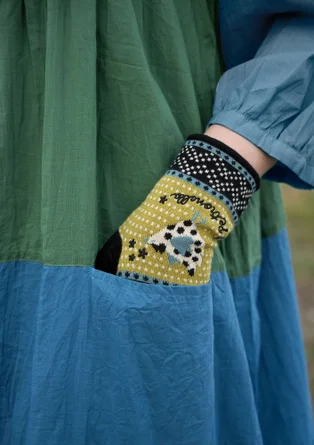 "Desert" woven organic cotton dress - green indigo