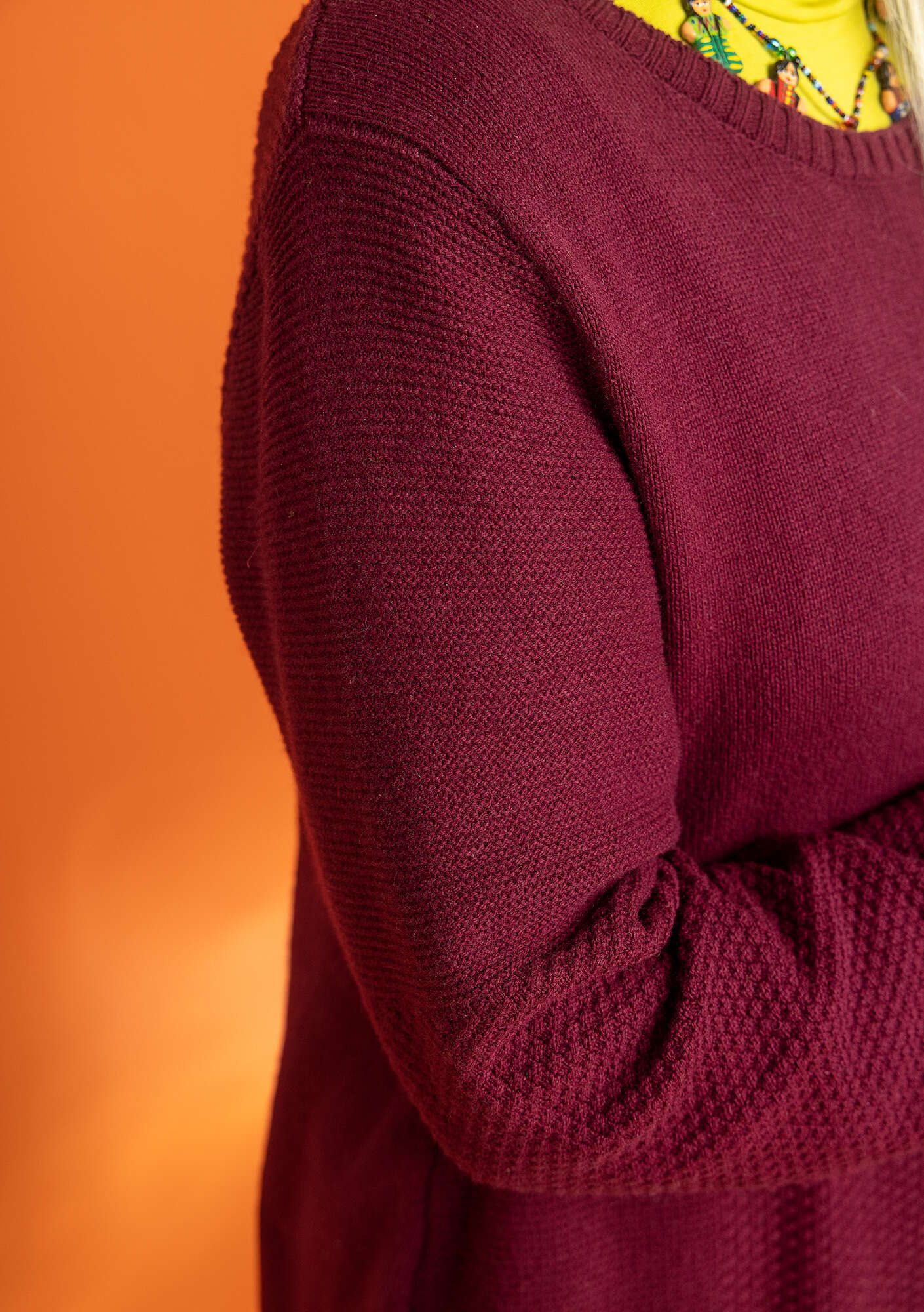Knit tunic in wool/cotton burgundy