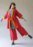 Kimono à carreaux "Coimbatore" en coton biologique (rouge perroquet L/XL)
