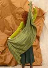 “Kari” woven cotton/wool scarf with a check pattern - green pepper