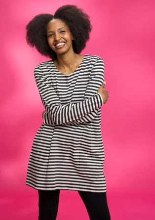 Tunique rayée en jersey de coton biologique - noir